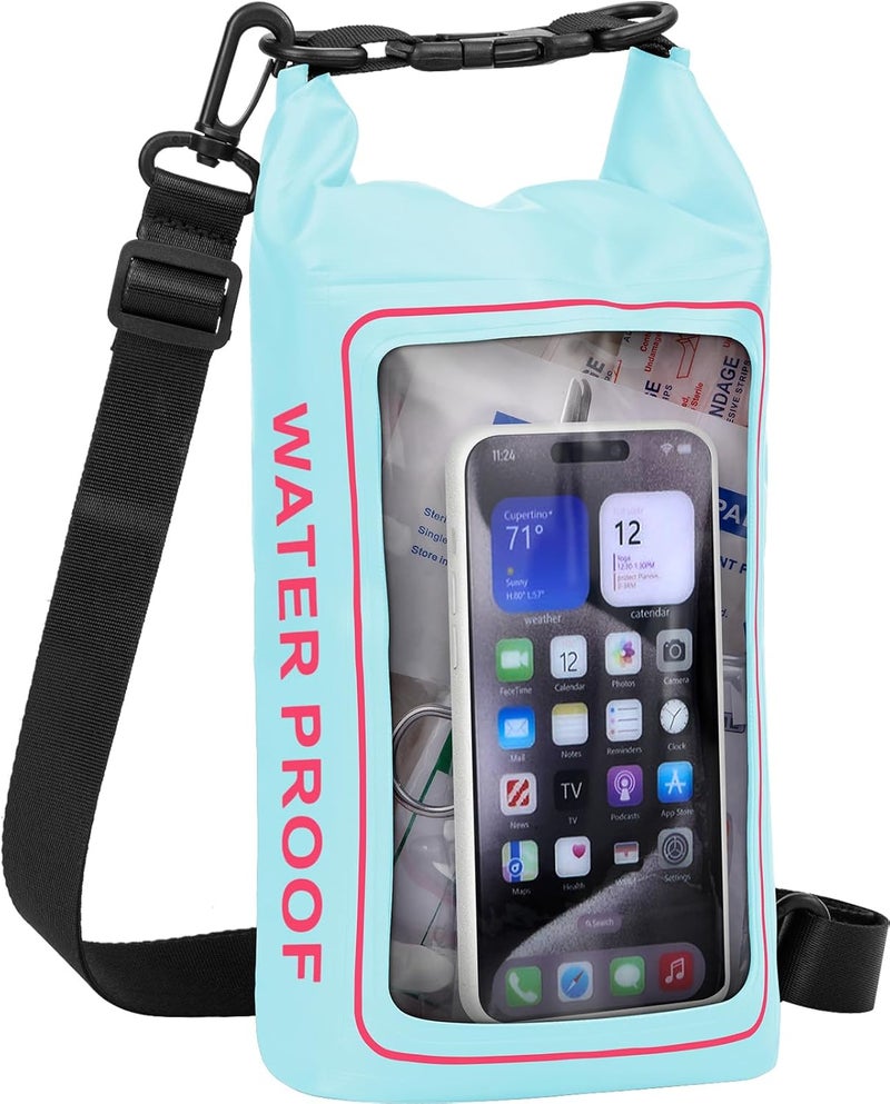 GPUSFAK 154 Pieces Waterproof Boat First Aid Kit Dry Bag with Cell Phone Bug Out Bags Pouch Roll Top Boat Emergency Kit 2-in-1 for Camping Fishing Kayaking Swimming Rafting - Image 1